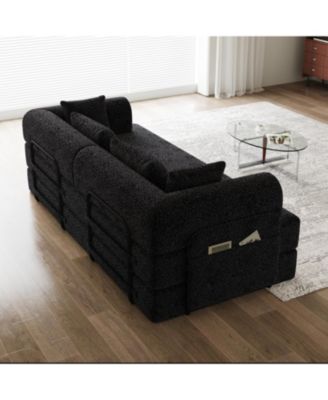 78.7" Convertible Sleeper Sofa Bed with Pillow & Side Pocket