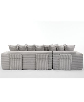 Oversize Cloud Couch L-Shape Sofa Bed, 8 Pillows, Corduroy