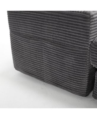 Corduroy Chaise Lounge Sofa, Detachable Cushions, 3 Colours