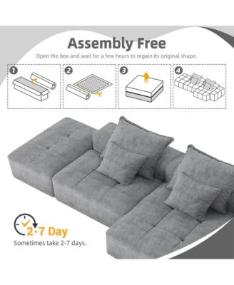 Streamdale Modern Oversized Chenille Sectional Sofa with Ottoman & Pillows