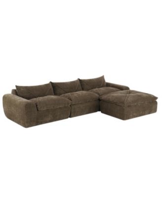  116" Fully Compressed Sofa, High Density Foam, No Assembly, Chenille