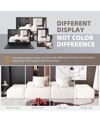  Modern Chenille Sectional Sofa with Ottomans & Pillows - BEIGE