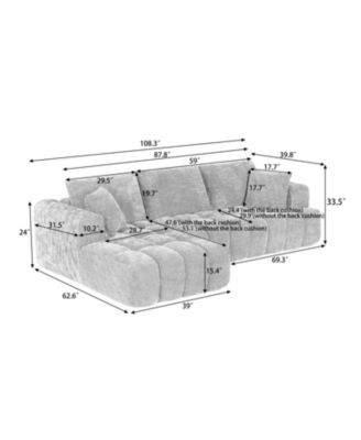 Chenille L-Shape Sectional Sofa Sleeper Couch