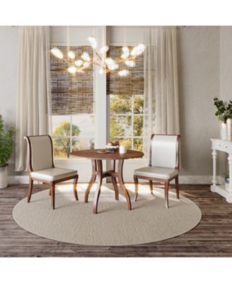 Walnut Round Dining Set- 39.4" Table + 2 Chairs, Solid Wood