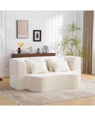  Queen White Floor Sofa Bed with Pillows