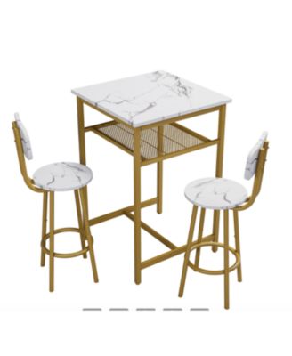 Bar table, equipped with 2 bar stools, with backrest and partition