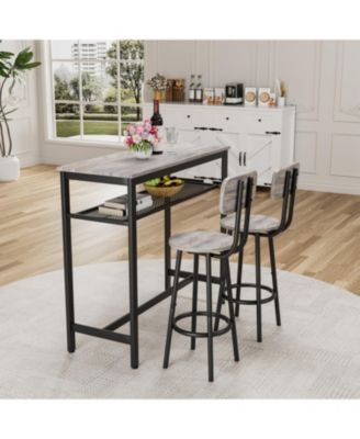 Streamdale Bar Table & 2 Stools Set, Space Saving Pub Dining
