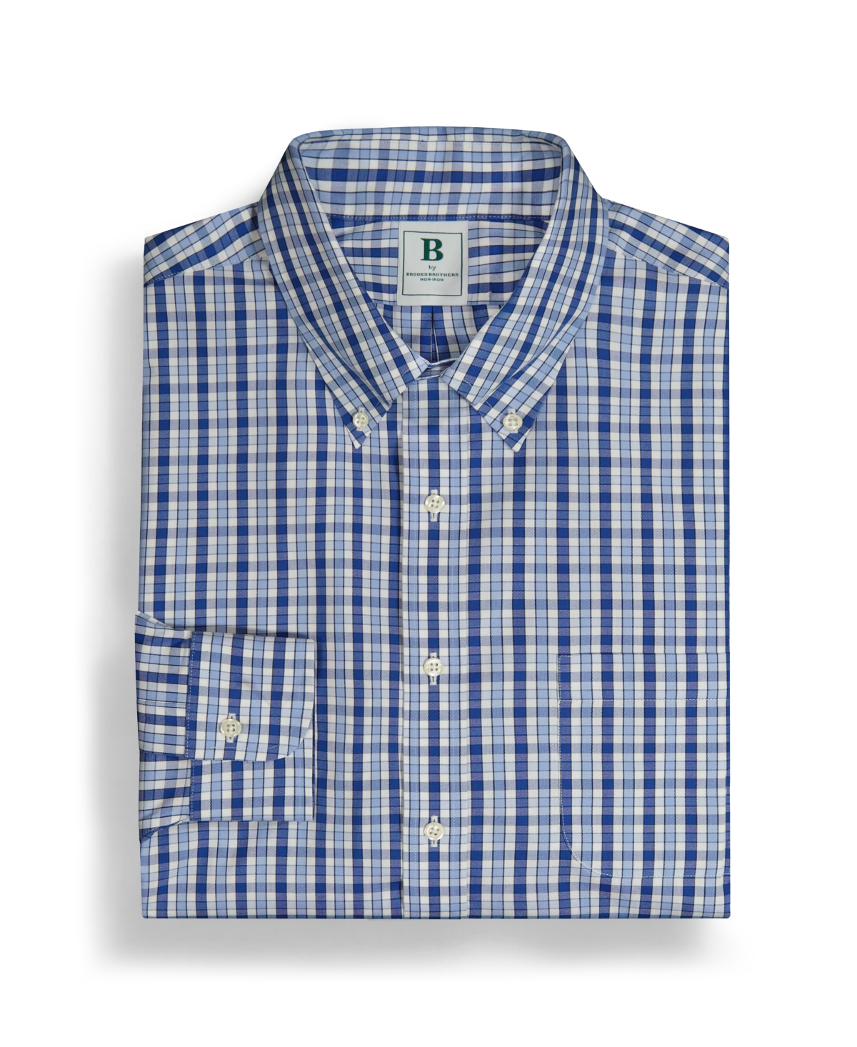 B by Brooks Brothers Men's Regular-Fit Check Pinpoint Dress Shirt