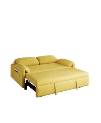 Streamdale Yellow Velvet Sofa Bed - Converts to Retractable Bed