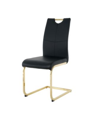 Glass Circle Table PU Dining Chair Set (5)