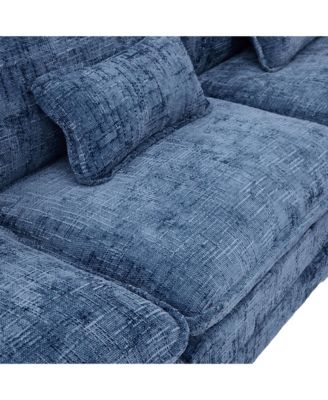  Oversized Sectional Sofa Cloud Couch w/ Ottoman, USB & Phone Holder