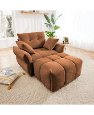 Streamdale Ergonomic Sofa with Ottoman, High-Resilience Cushions, Burnt Orange
