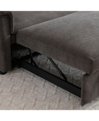 55" Velvet Pull Out Sofa Bed w/ USB, Pockets, Pillows