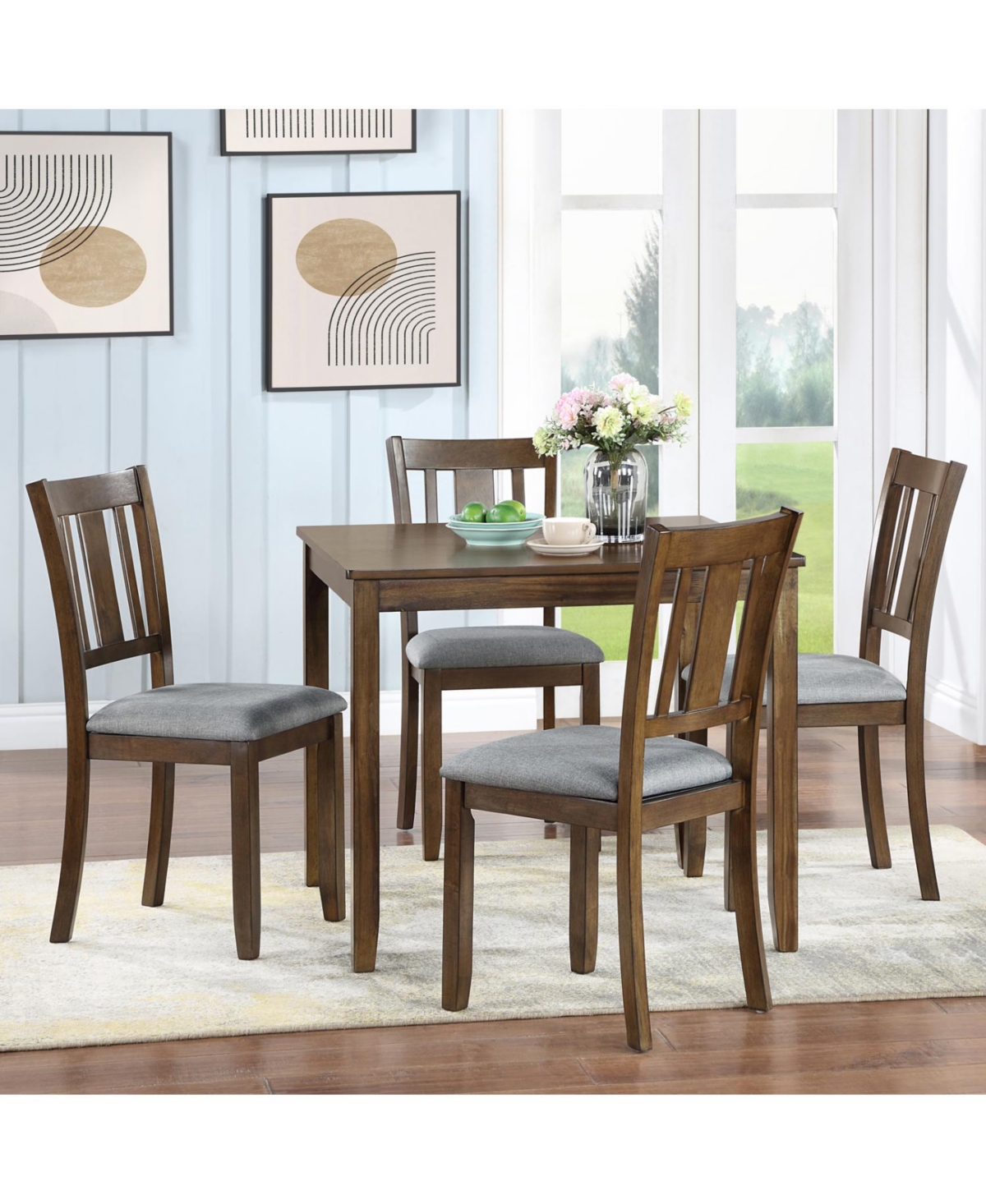 Streamdale Furniture Elegant Walnut 5-Piece Dining Table Set