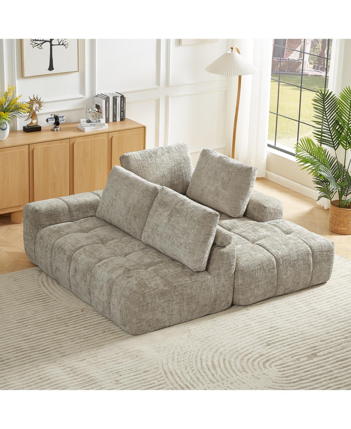 Streamdale Furniture Chenille L-Shape Sectional Sofa, Comfy Sleeper Couch, No Assembly
