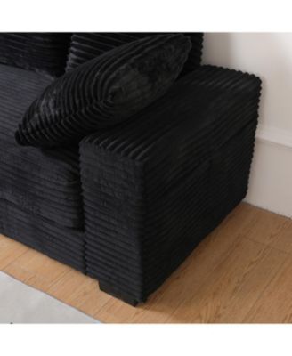 Corduroy Sectional Sofa w/ Ottoman & Pillows