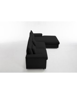 Streamdale Nordic L-shaped Flannel Sofa, Wooden Frame, Minimalist Living Room