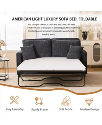 Sleeper Sofa Bed, Pull Out Couch, 2 Seater Linen Convertible Sofa