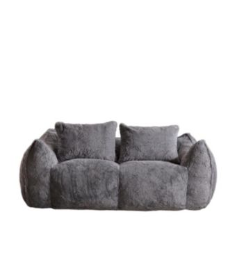 Giant Bean Bag Couch, Ultra Soft Fluffy Loveseat Sofa, Grey