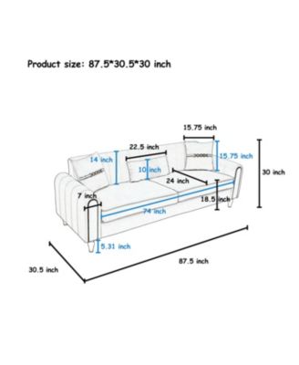 Modern Plush 3-Seater Sofa with Pillows & Metal Legs