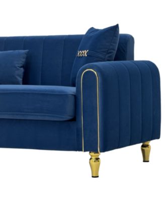 Modern Plush 3-Seater Sofa with Pillows & Metal Legs