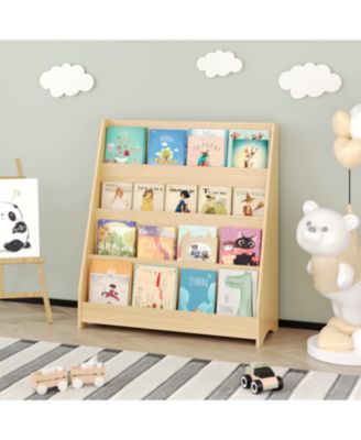 Streamdale 4-Tier Kids Bookshelf, Toddler Book Display, Natural