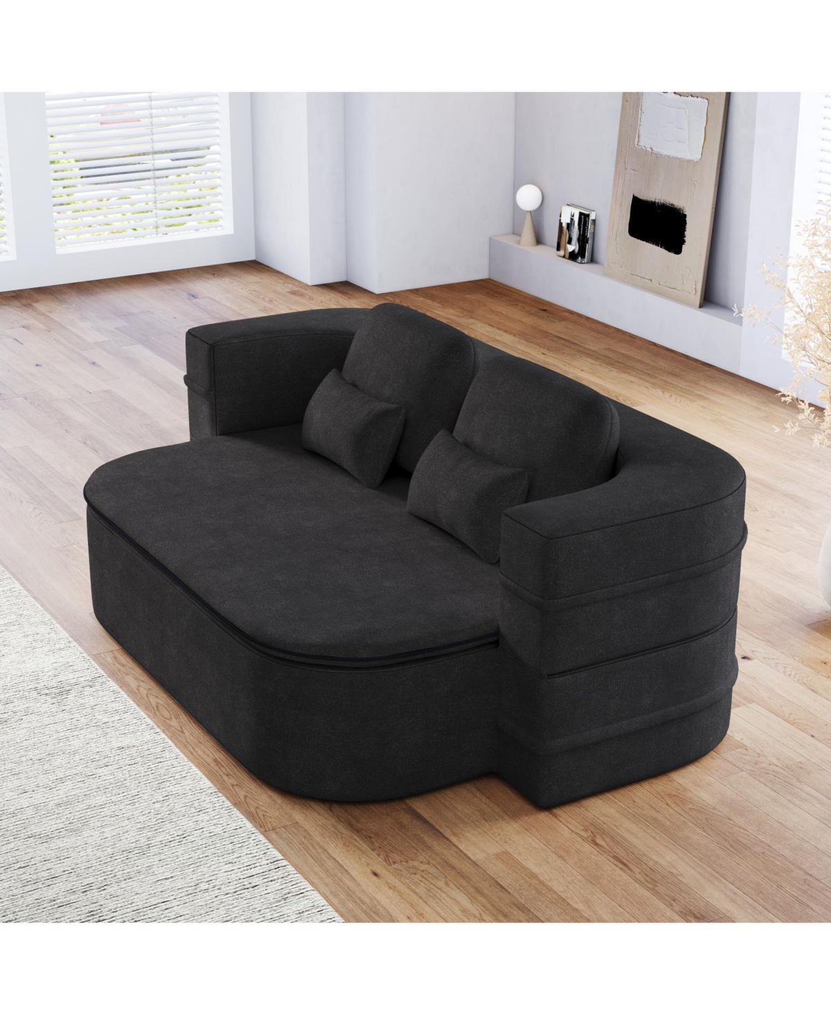 Streamdale Furniture 75" Foldable Sofa Bed with Blanket