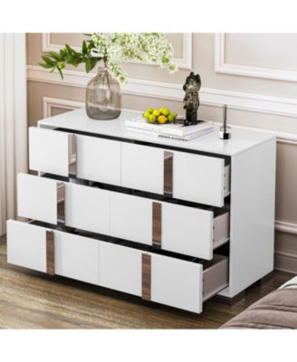 Elegant Modern Mirrored Dresser with 6 Drawers (Old SKU WF319354AAK)
