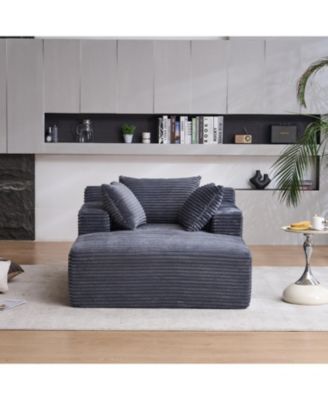 Streamdale Oversized Chaise Longue Chair Indoor Modern Upholstered Corduroy Deep Seat Sofa Bed