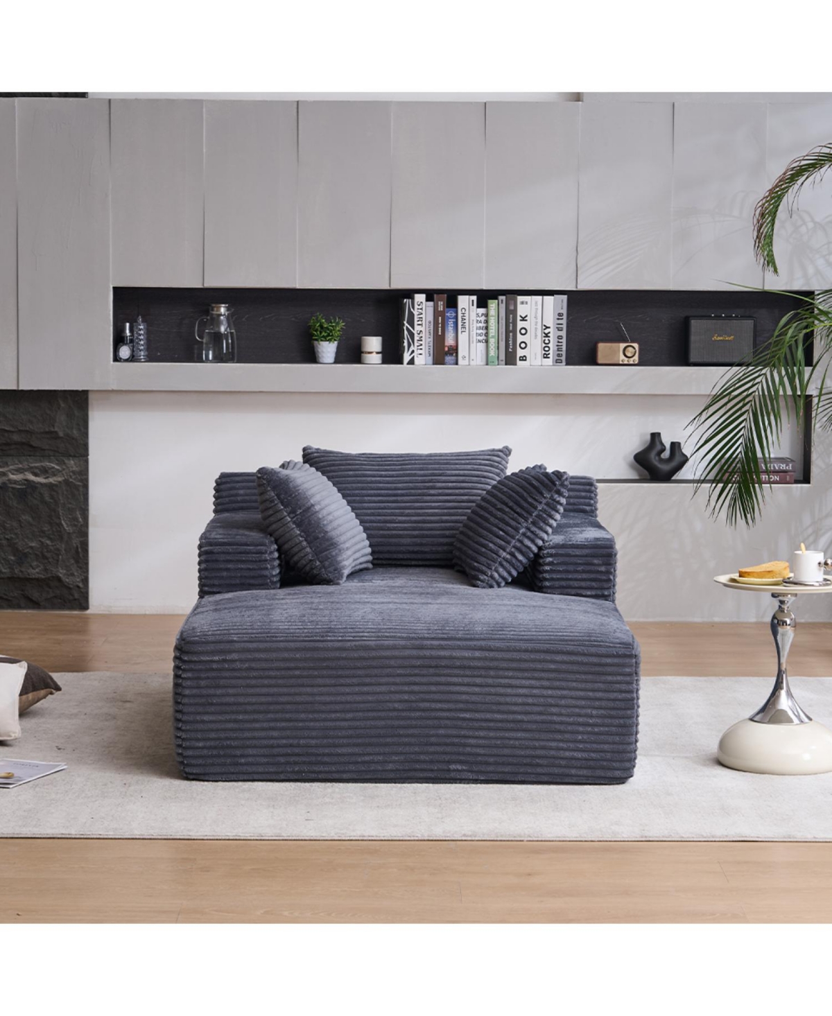 Streamdale Furniture Streamdale Oversized Chaise Longue Chair Indoor Modern Upholstered Corduroy Deep Seat Sofa Bed