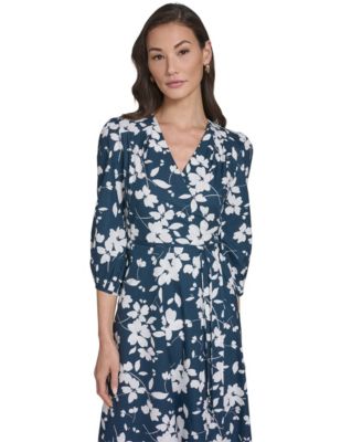 Women's Faux Wrap V-Neck Midi Dress