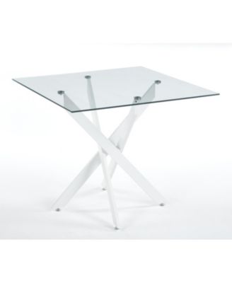 Modern Glass Dining Table White Legs 90x90cm