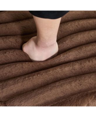 Upholstered Round Ottoman with Metal Legs - Brown