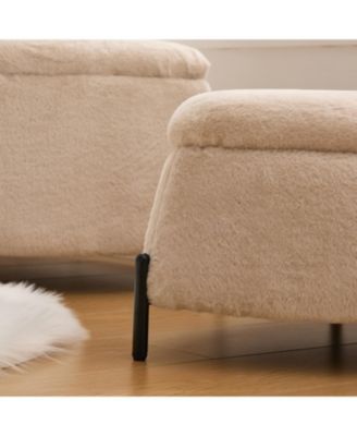 29.9" Wide Storage Ottoman Set with Metal Legs