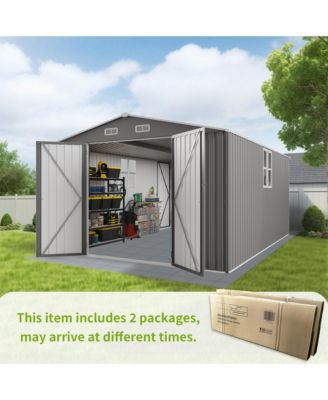 10x14 Metal Storage Shed, Lockable Doors, Window, All-Weather Shelter