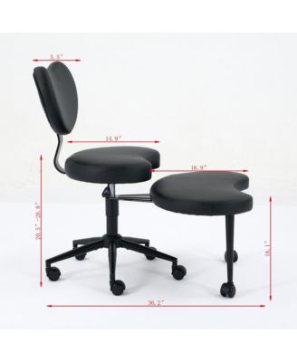 Meditation Chair Plus - Cross Legged, Wheeled, Lumbar Support, Black PU