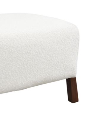 Upholstered Ottoman, Wooden Legs, Boucle