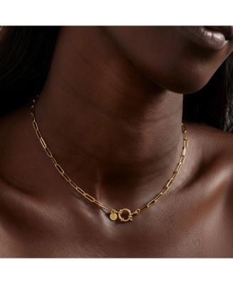 Gold-Plated Paperclip Chain Necklace with Toggle Clasp