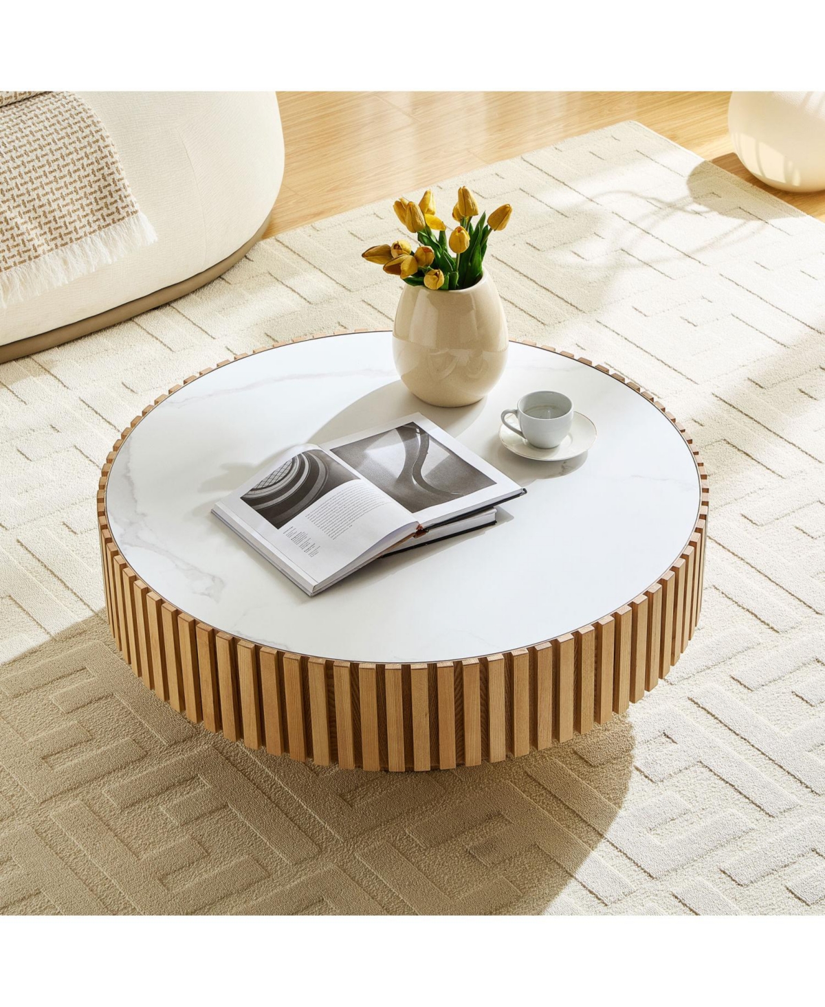 Streamdale Furniture Nesting Round Sintered Stone Coffee Table