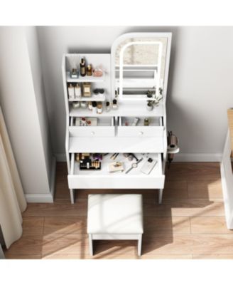 Sturdy Makeup Table with Adjustable LED Mirror and Ample Storage