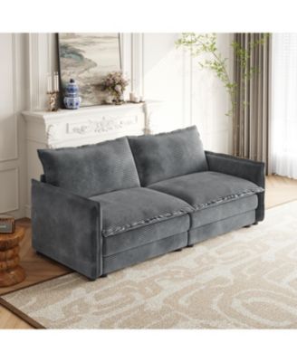 Corduroy Loveseat Sofa with Pillows