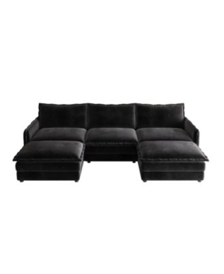 Corduroy 3-Seater Cloud Couch with Footrests & Cushions
