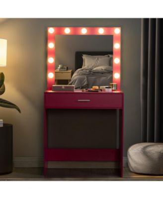 Vanity Desk with Mirror & Drawer, Adjustable Lights