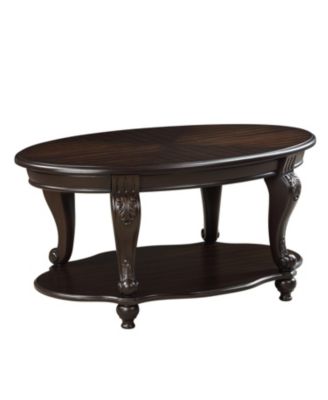 42" Espresso Oval Coffee Table with Open Storage and Easy Assembly