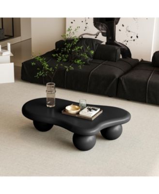 40 Inch Cloud Shaped Coffee Table with 3 Ball Legs for Living Room