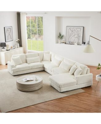 Streamdale 129" U-Shaped Sectional Sofa in Corduroy with Chaise