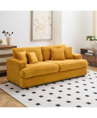 Streamdale Corduroy Sofa 79.3", 3-Seater  with 4 Pillows