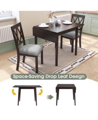  Extendable Dining Table (29"-45") for 4, Folding Kitchen Table with Rubberwood Legs