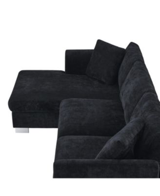 Modern Cloud Sectional Sofa, 4-Seat L-Shaped Couch with Pillows