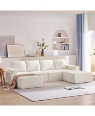 Modular U-Shaped Chenille Sectional Sofa with Ottomans